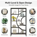 Tribesigns Geometric Bookcase 179cm Industrial Bookcase 8 Tier Bookcase Rustic Bookshelf Metal Frame Tall Freestanding Open Shelves for Living Room (Grey, 1) image 5