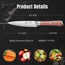 YOTSUBA 13cm Chef's Knife | High-Carbon Steel Ultra-Sharp Blade (Rockwell Hardness 56, 14° Blade) | Rosewood Handle | Hand-Forged Kitchen Cutlery image 3
