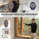 SPORTNOW Cible de Fléchettes Électronique, Jeu de Fléchettes Électronique lumineuse avec écran LED surdimensionné rechargeable, 6 projectiles, 24 pointes, 34 jeux, 2235 variantes, pour 8 joueurs image 5