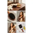 Noix de Coco South Korean Large Mixed Boar Bristle Hair Brush Cushion Paddle Beechwood Handle Anti Frizz Detangling Smoothing Brush for Long Thick Hair Scalp Massage Natural Shine Women Men image 2