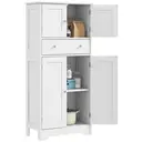 HOMCOM Kitchen Cupboard, Freestanding Modern Kitchen Storage Cabinet with 4 Doors, Drawer and Adjustable Shelf, White image 0