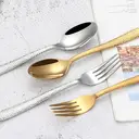 FangYuan Set de 4 couverts en acier inoxydable texturé compatible lave-vaisselle - Or image 9