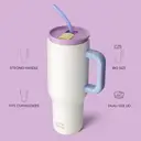 Bottle Bottle 40Oz Stainless Steel Vacuum Tumbler with Handle and Straw, Travel Mug Car Cup for Coffee (Yogurt) image 3