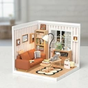 Robotime Rolife Cozy Living Lounge DIY Miniature House Kit 16.3x16.3x15.2cm 1PC,Home decoration, bookshelf decoration,Craft Gifts for Adults and Teens,Educational toys image 4