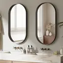Melodieux Black Bathroom Vanity Mirror for Wall, 60x90 cm Metal Framed Wall Mirror Oval, Decorative Mirror for Bedroom Living Room Entryway Horizontally or Vertically image 5