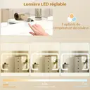 HOMCOM Coiffeuse avec miroir et tabouret, éclairage LED réglable 3 couleurs, 2 USB ports et 2 prises, table de maquillage modulable avec 6 tiroirs à fermeture douce, 2 étagères, siège rembourré, blanc image 7