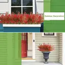 Yuejia 4Pcs 14.96in/38cmArtificial Outdoor Plants Fake Cedar Plants Plastic Faux Pinetree Stems Greenery Shrubs Colorfast Indoor Outdoor Christmas Home Decor for Windowbox Garden Porch Path image 5