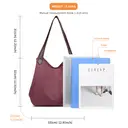 Kono Canvas Shoulder Tote Bag, Vintage Hobo Handbag for Women, Casual Top Handle Bag for Work School Travel Shopping Claret image 2