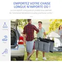 Outsunny Bain de soleil pliable transat inclinable 6 positions grand confort avec matelas + accoudoirs acier polyester gris image 5