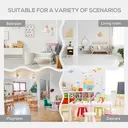 HOMCOM 3 Pcs Kids Table & Chairs Set Mini Seating Furniture Home Playroom Bedroom Dining Room w/ Storage Drawers Safe Corners for 2-4 Years old White image 5
