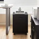 Mobile File Cabinet with Lockable Drawer & Door, Under Desk Rolling Filing Cabinet with 4 Wheels, Wooden Stationery Storage Cabinet for Home Office Black image 1
