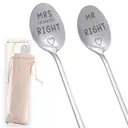 Alphynix 2-teilige Mr & Mrs Right Löffelsammlung, verspieltes Ehepartner-Motiv-Besteck avec "Immer Recht" humorvollen Inschriften, inklusive Aufbewahrungsbeutel,Le cadeau de la saint-valentin, cadeau d’anniversaire image 1