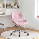 CLIPOP Pink Office Desk Chair Adjustable Height Computer Swivel Chair with Chrome Base and 360° Castors, PU Leather Computer Desk for Home Office Study Room 0098 pink 48*36*80 cm image 1