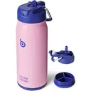 BOTTLE BOTTLE 16oz Insulated Water Bottle Stainless Steel Sport Water Bottle with Straw Dual-use Lid Design for Gym with Pill Box Pink image 0