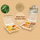 Ruibamboo disposable bamboo fiber clamshell 9 inches 3-comp
50pack image 5