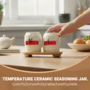 Chinese Style Ceramic Canister Set, White Porcelain Storage Jars with Bamboo Tray for Kitchen Countertop
2-Piece White Ceramic Canister Set, "Meal Four Seasons" Pattern, Kitchen Storage Jars with Wood Stand​ image 3