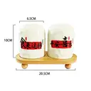 Chinese Style Ceramic Canister Set, White Porcelain Storage Jars with Bamboo Tray for Kitchen Countertop
2-Pack Seasoning Jar Set, White Ceramic Canisters with "Peace & Joy" and "Good Fortune" Blessings, Includes Wooden Tray image 1