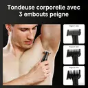 Kit de toilettage portable 3-en-1 – Tondeuse électrique pour poils du corps, rasoir et coupe-ongles à nez avec 3 têtes interchangeables et 3 peignes-guide, lames tranchantes et sûres, étanchéité IPX7, autonomie de 120 min, verrouillage de voyage, compact et léger pour les hommes en déplacement – Idéal pour les voyages, le bureau et à la maison, excellente idée de cadeau. TR2 image 2