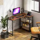 HOMCOM L Shaped Desk, Corner Computer Desk with Bookshelf for Home Office, Study Room, Workstation, 120 x 73.2 x 75cm, Rustic Brown image 7