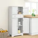HOMCOM Kitchen Cupboard, Freestanding Modern Kitchen Storage Cabinet with 4 Doors, Drawer and Adjustable Shelf, White image 1