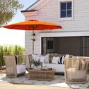Outsunny 3(m) Garden Parasol, Pulley Operated Patio Umbrella, Wooden Parasol, Table Market Umbrella with Rope Pulley Mechanism and 8 Ribs, Orange image 8