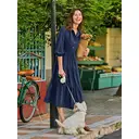 Robe longue superposée pour femme avec col chemise Bleu marine Taille M image 4
