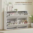 HOMCOM Wooden Modern Design 4 Drawer Shoes Cabinet Pull Down Shelf Storage Organiser Entrance Hallway Furniture - White image 3