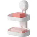 TAILI Double Layer Soap Dish Suction Cup Soap Holder, Strong Sponge Holder for Shower, Bathroom, Tub and Kitchen Sink, Drill-Free, Removable image 0