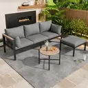 Garden furniture set, corner set, sofa + coffee table + footstool, galvanized steel tube, glass table top, suitable for gardens, swimming pools and other outdoor areas, grey  image 2