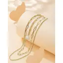 18K Gold Plated Triple Layered Necklace Set with Pearl and Rectangular Pendant image 5
