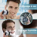 komingdon Rasoir électrique pour homme, tête de rasoir, étanche et rechargeable, Rasage sec et humide - Idéal pour le Rasage du crâne et des têtes chauves - Argent image 3