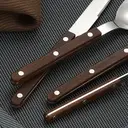 Fangyuan Set de 4 couverts en acier inoxydable compatible lave-vaisselle - Manche en bois image 9