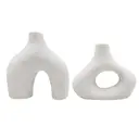 Yuejia Lot de 2 vases minimalistes irréguliers en céramique blanc - 19 cm et 14 cm image 0