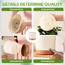 MADLAND Lot de 3 pots de fleurs auto-arrosants avec soucoupe beige - Diamètre 16,5 cm image 5