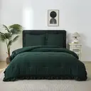 Meeallhome  Comforter Set  Vintage Ruffle Bed Set 200*200cm/50*75cm*2   dark green image 0