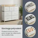 JOYFURNOS  Commode avec 7 Tiroirs, Armoire, Structure en Métal, Style Industriel, Blanc et Beige image 8