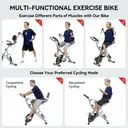 Vélo d’appartement pliant gain de place, résistance magnétique à 16 niveaux, capacité de charge 320 lb, dossier rembourré, salle de sport à domicile multifonctionnelle avec bandes de résistance et moniteur de fréquence cardiaque image 8