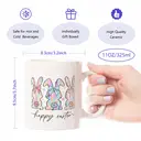 Alphynix 1pc Happy Easter Mug, 11oz Ceramic Coffee Cup with Three Back-View Bunnies and Pastel Bows, Festive Easter Gift for Kids, Girls, Women image 7