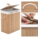 JOYFURNOS100L Panier à Linge Pliable en Bambou avec 2 Compartiments - 52 x 63 x 32 cm image 4