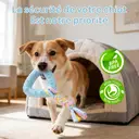 Blinkit Jouet pour chiot à tirer et macher triangulaire avec corde en tissu - Bleu  image 3