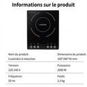 ochama Plaque à Induction 2000W Haute Puissance, Réchaud Électrique avec Panneau Tactile et Revêtement Durable, 10 Niveaux de Puissance et 6 Modes de Cuisson, Idéal pour Fondue et Cuisine Domestique, Sécurité Renforcée image 8