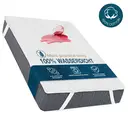 LeBonsoir Protège-matelas imperméable en 100 % coton, surmatelas respirant, antidérapant avec 4 élastiques aux coins, protection anti-taches, lavable, sans faux plis, blanc, 150 x 200 cm image 0
