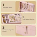 SONGMICSHOME  Portable Jewelry Box, Travel Jewelry Case, 2-Layer Jewelry Organizer, for Larger Accessories, PU Surface, Gift, Pink image 5