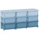 HOMCOM 9 Drawers Plastic Storage Units, 3 Tier Kids Storage Units, Children Toy Chest for Nursery, Playroom, Bedroom, Blue image 0