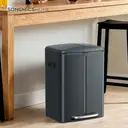 SONGMICSHOME  40L Double Kitchen Bin with Lids, Rubbish Bin, Soft Close with Plastic Inner Buckets, Greenish Grey image 3