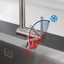 Mitigeur de cuisine pour évier spécial fenêtre en acier inoxydable brossé, rotation 360° image 3