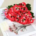 Yuejia 4Pcs 11in/28cmArtificial Pansies Flowers Outdoor Faux Flowers Plastic Plants Artificial Silk Flowers for Front Porch Garden Window Box Hanging Planter Decoration(red) image 5
