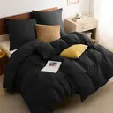 Bedsure Parure de lit 100 % polyester noir - 2 housses 135 x 200 cm et 2 taies 80 x 80 cm image 0