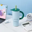 JORDAN&JUDY Subor Double-Wall Steel Tumbler with Straw, Large Capacity Car Water Tumbler, High-Quality Ice Cup Green (920ml) image 5