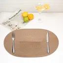 White Label PP Placemats Set of 6 for Dining Table，PP oval placemat BL light coffee，Washable Woven Vinyl Non-Slip 18x12 inches Placemat Heat-Resistant Durable Table Mats for Dining Table Easy to Clean image 1